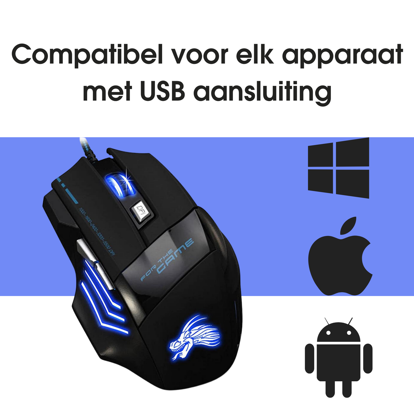Gaming Muis met LED Verlichting - 1600 tot 5500 DPI