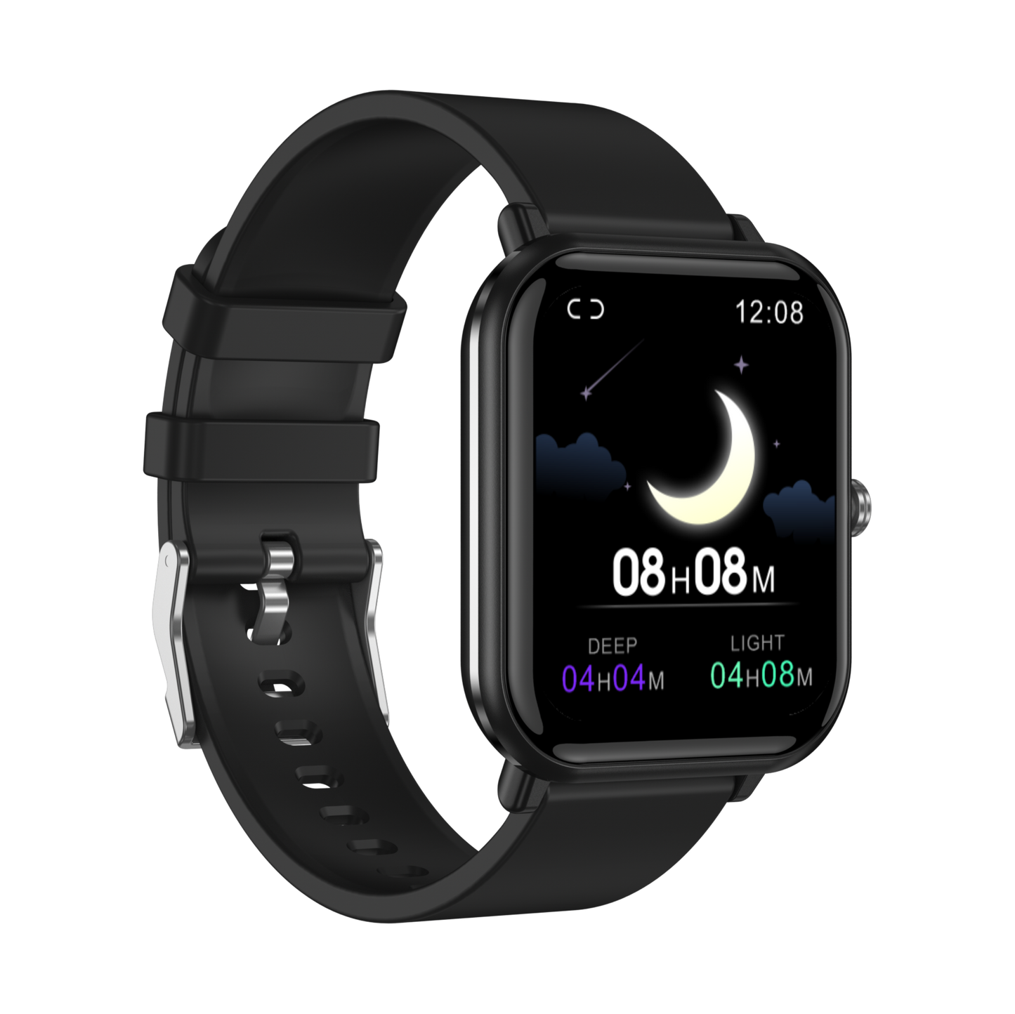 Heren smartwatch zwart - stappenteller - vierkant model