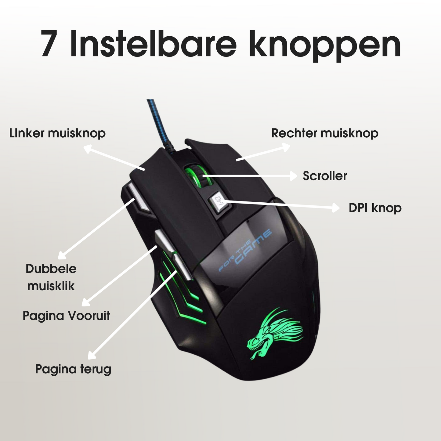 Gaming Muis met LED Verlichting - 1600 tot 5500 DPI