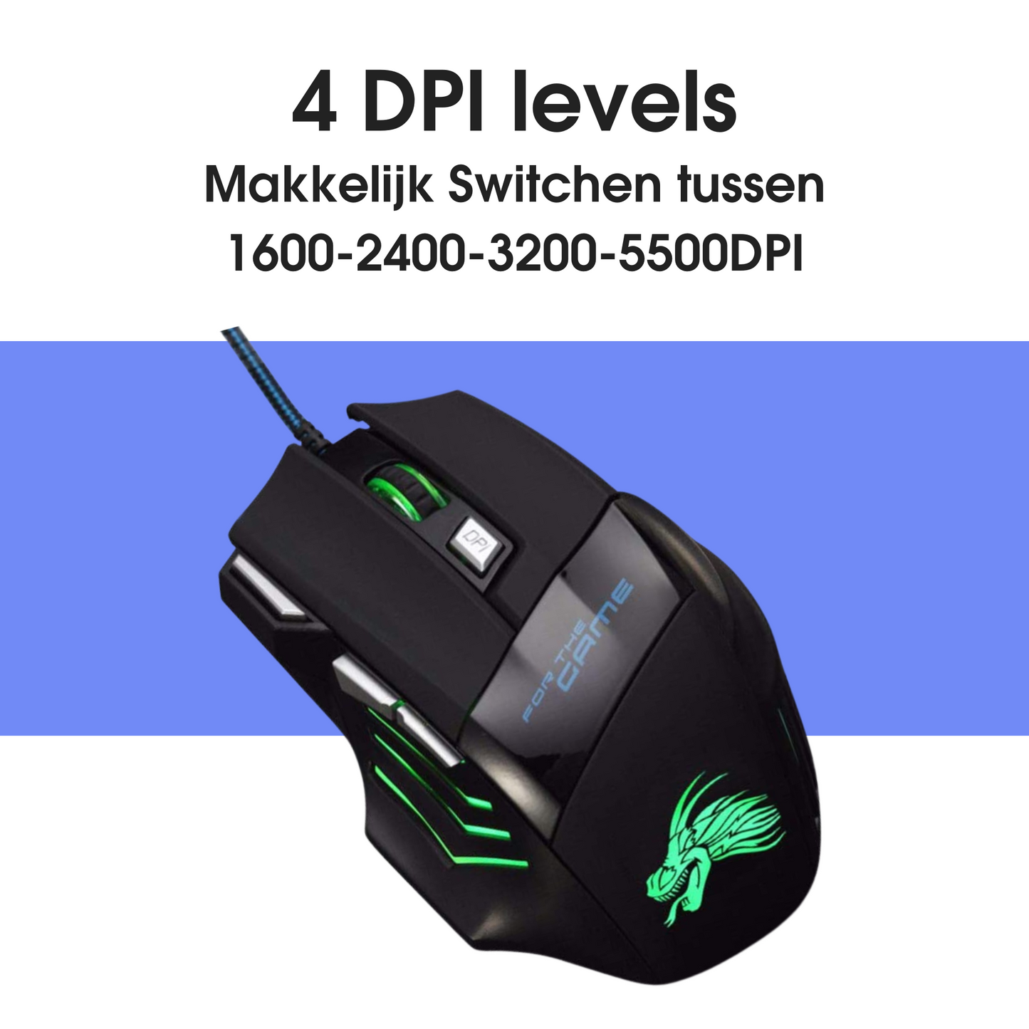 Gaming Muis met LED Verlichting - 1600 tot 5500 DPI