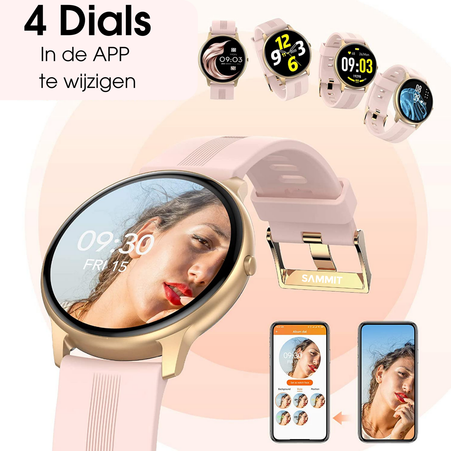 Dames smartwatch goud - Stappenteller